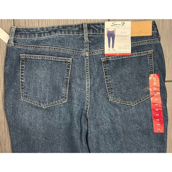 Seven 7 Women's High Rise Slim Straight Jean Size 14 Birch NWT - Picture 6 of 8